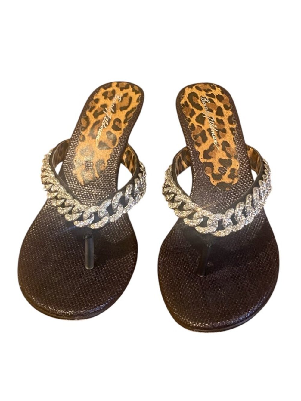 Beverly Feldman Dressy Rhinestone Kitten Heel Sandals  Sz 7M #109U